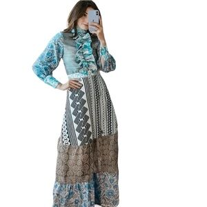 Augustus Roark multi print maxi dress size Small.